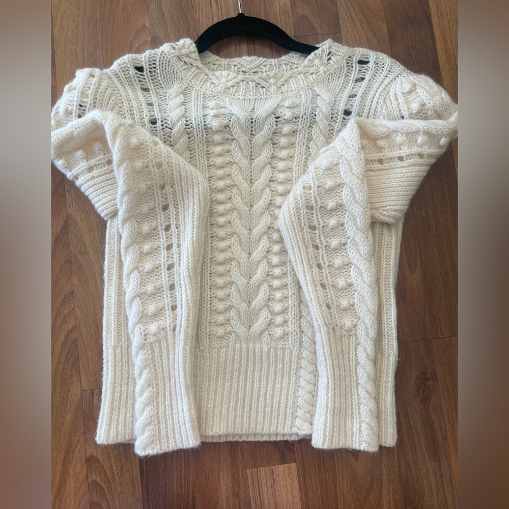 Club Monaco Ivory Cable Knit Turtleneck SweaterSize SP